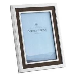 Georg Jensen Cadre Photo Moyen Manhattan, Acier Inoxydable - cuir
