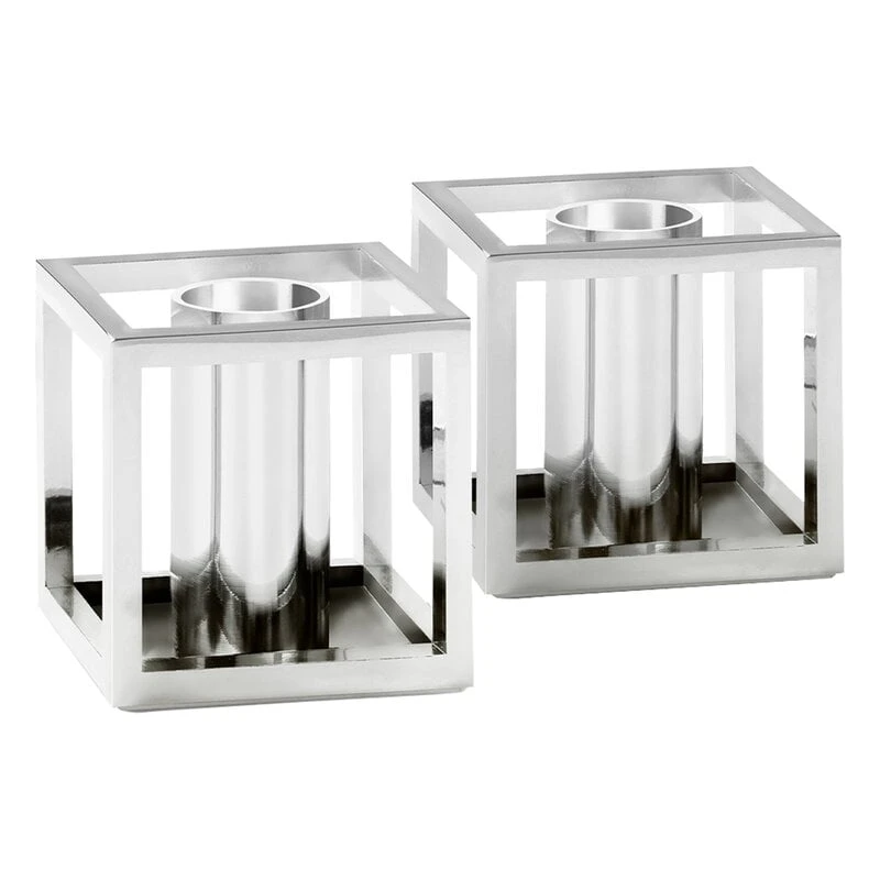 By Lassen Bougeoir Kubus Micro, Lot De 2, Nickel 1 By Lassen Bougeoir Kubus Micro, Lot De 2, Nickel