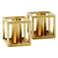 By Lassen Bougeoir Kubus Micro, Lot De 2, Plaqué Or