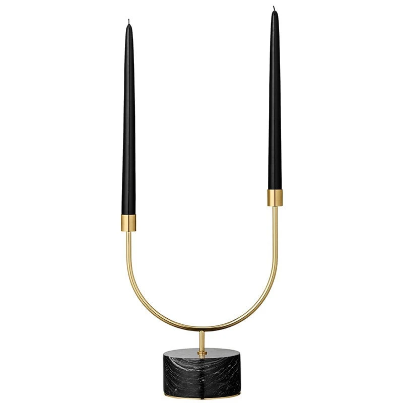 AYTM Bougeoir Grasil, Noir/doré 2 AYTM Bougeoir Grasil, Noir/doré – Image 2