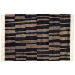Roots Living Tapis Pilari, Bambou - laine, Carbone - marron