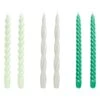 HAY Bougies Long Twist, Lot De 6, Menthe - gris Clair - vert