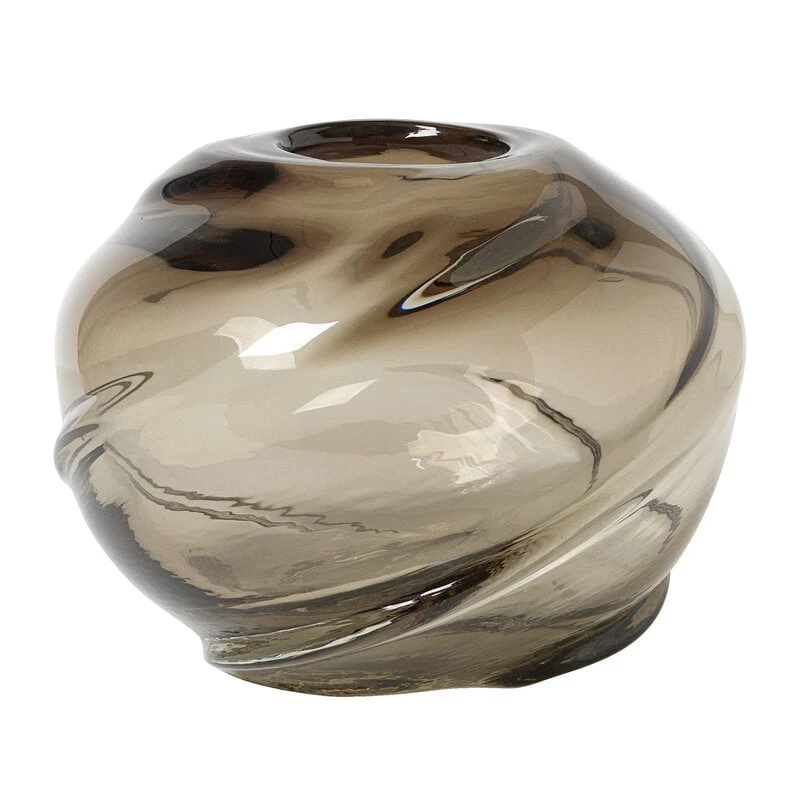 Ferm LIVING Vase Rond Water Swirl, Smoked Grey 1 Ferm LIVING Vase Rond Water Swirl, Smoked Grey