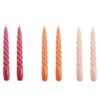 HAY Bougies Twist, Lot De 6, Dark Punch - Dark Peach - Rose Clair